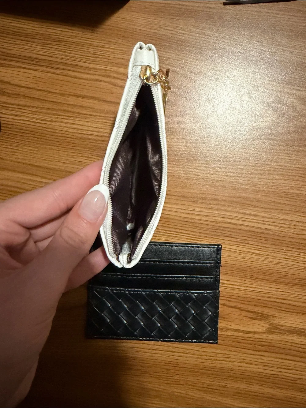 Black Quilted and Woven Card Holder with Keyring, coin pouch, and bag charm